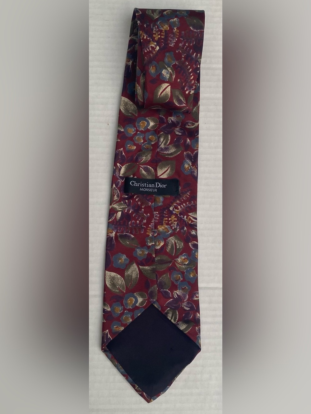 Dior Vintage Christian Dior Monsieur Silk Tie Burgundy Floral - Picture 5 of 15
